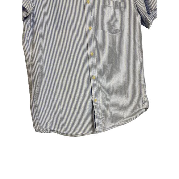 J.crew seer sucker slim blue and white striped button down top - Picture 5 of 7